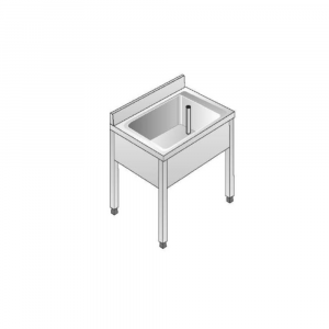 Lavello Acciaio Inox AISI 304 - 1 Vasca - Dim. 70x60x85 cm - con Alzatina