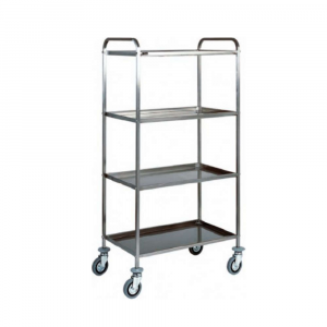 Carrello di Servizio Acciaio Inox - 4 Ripiani Inox 100x50 cm - Dimensioni  111x57x172(h) cm - Ruote ø125