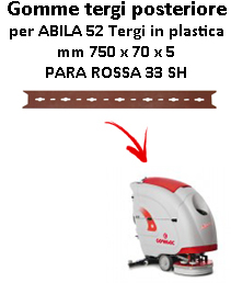 ABILA 52 GOMMA TERGI posteriore  per lavapavimenti ABILA 52 Comac TERGI IN PLASTICA