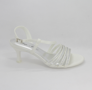 Sandalo cerimonia donna e sposa in tessuto con applicazione cristalli e cinghietta regolabile Art. H14027SARASF0200S062161