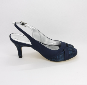 Sandalo elegante cerimonia donna in tessuto blu con abblicazione cristalli e cinghietta regolabile Art.H16615SARASF0943P08