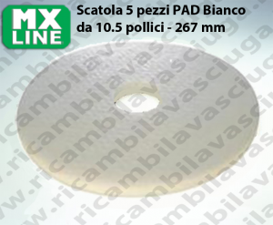 PAD MAXICLEAN 5 PEZZI, color Bianco da 10.5 pollici - 267 mm | MX LINE