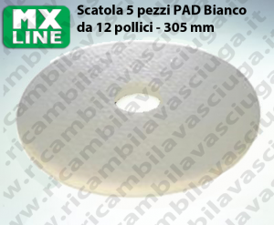 PAD MAXICLEAN 5 PEZZI color Bianco da 12 pollici - 305 mm | MX LINE