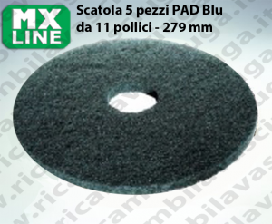 5 Dischi Pad MX LINE Blu da 11 pollici 279 mm, Made in EU per lavapavimenti e monospazzole