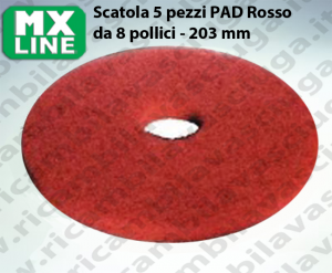 Dischi Pad 8 - 203 mm MX LINE Rosso, Made in EU per lavapavimenti e monospazzole