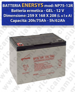 NP75-12R Batteria  GEL  - ENERSYS - 12V 75Ah 20/h 