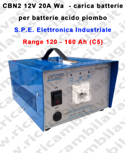 Carica batterie Mod: CBN2 12V 20A Wa per batterie acido piombo S.P.E.
