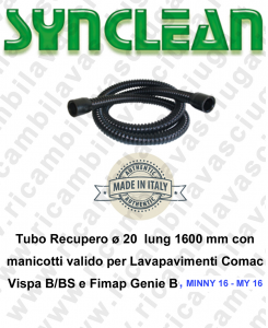 Tubo Recupero ø 20  lung 1600 mm con manicotti valido per Lavasciuga Comac Vispa B/BS e Fimap Genie B, MINNY 16 & MY 16
