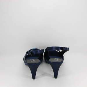 Sandalo cerimonia donna elegante in tessuto di raso blu con inserti glitter e cinghietta regolabile Art. A548 Gi. Effe Ci.