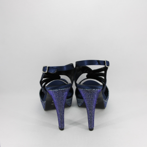 Sandalo donna elegante da cerimonia in tessuto di raso blu e inserti  tessuto notturno glitter  con cinghietta regolabile  Art. A398 Gi. Effe Ci.