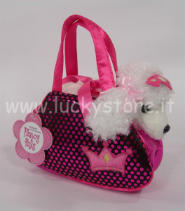 Aurora Poodle Fuxia in borsetta barboncino cane peluche 25 cm qualità extra