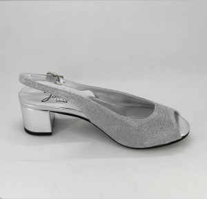 Sandalo donna elegante da cerimonia in tessuto glitter  argento con cinghietta regolabile  Art. A94