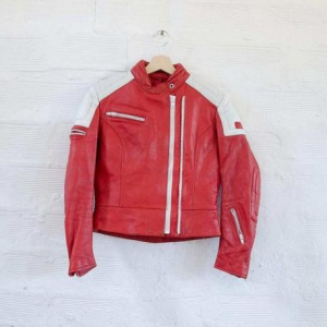 IXS Vintage Giubbotto in Pelle Donna - Tg. 42/44 - Rosso/Bianco