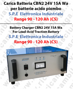 Caricabatteria CBN2 24V 15A Wa per batterie acido piombo Range 90 - 120 Ah (C5) - S.P.E