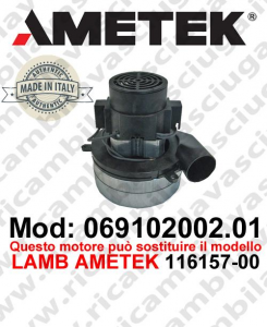 Vacuum motor 069102002.01 AMETEK ITALIA for scrubber dryer ,can replace the model LAMB AMETEK 116157-00
