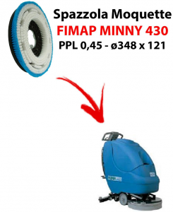 MOQUETTE BRUSH for scrubber dryer FIMAP MINNY 430. Model: PPL 0,45 C/FLANGIA ⌀348 X 121. 