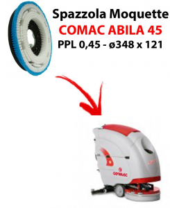 MOQUETTE BRUSH for scrubber dryer COMAC ABILA 45. Model: PPL 0,45 C/FLANGIA ⌀348 X 121