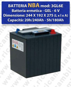 3GL6E Battery Ermetica GEL  - NBA 6V 240Ah 20/h