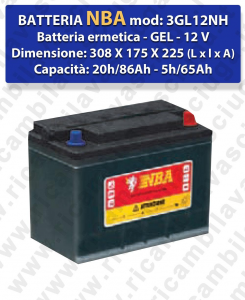 3GL12N Battery Ermetica GEL  - NBA 12V 86Ah 20/h