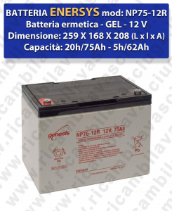 NP75-12R Battery  GEL  - ENERSYS - 12V 75Ah 20/h 