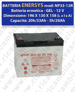 NP33-12R Battery  GEL  - ENERSYS - 12V 33Ah 20/h