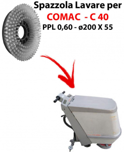 Cleaning Brush for scrubber dryer COMAC C 40 . Model: PPL 0,6 - ⌀200 X 55 mm -  SPECIAL BRUSH L17