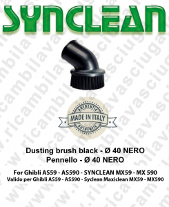 DUSTING BRUSH BLACK ø40 Accessories vacuum cleaner Brush Valid for Ghibli AS59 - Synclean Maxiclean MX59