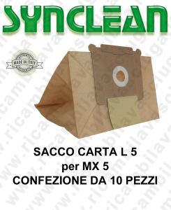 Sacco carta litres 5 for MAXICLEAN mod. MX 5 10 pieces for box