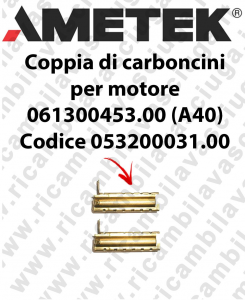 Coupled carbon brush motor for Ametek Vacuum Motor 061300453.00 (A40) Cod: 053200031.00