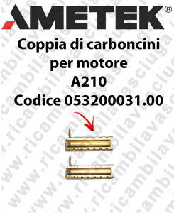 COPPIA di Carboncini motor de aspiración para motore Ametek A210 Cod: 053200031.00