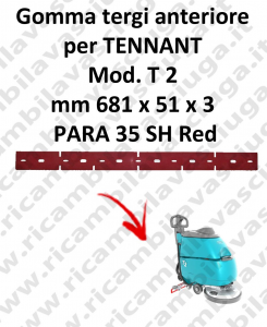 T2 goma de secado delantera PARA rojo para fregadora TENNANT - 35 SH