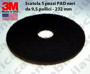 Schwarz Maschinenpads 3M 5 Stücke für Scheuersaugmaschinen und Einscheibenmaschinen 9.5 zoll 232 mm