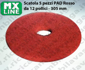 PAD MAXICLEAN 5 PIECES couleur ROUGE da 12 pouce - 305 mm | Synclean