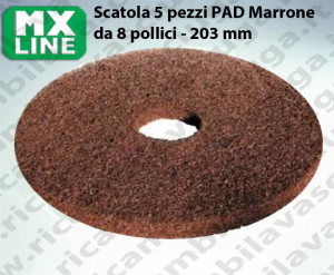 PAD MAXICLEAN 5 PIECES couleur MARRON de 8 pouce - 203 mm | MX LINE