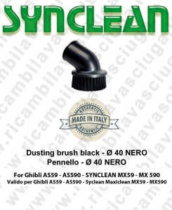 Staubpinsel schwarz ø 40 für Staubsauger GHIBLI AS59-AS590 und Synclean Maxiclean MX59-MX590