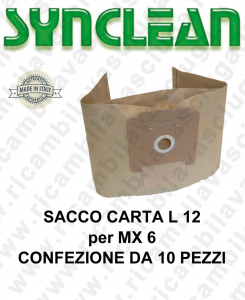 SAC papier litres 12 pour MAXICLEAN mod. MX 6 confezione de 10 piéces