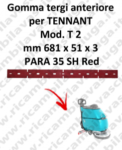 T2 Bavette avant PARA Rouge pour Autolaveuse TENNANT - 35 SH