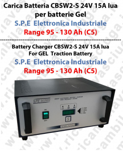 Carica Batteria CBSW2-S 24V 15A Iua pour batterie Gel  Range 95 - 130 Ah (C5) - S.P.E  Elettronica Industriale 