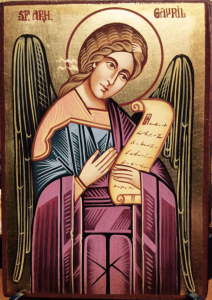 Icona rumena dipinta Arcangelo Gabriele 10x14 cm