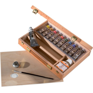 Confezione colori a olio Maimeri Classico in cassetta di legno di faggio