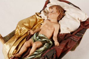 Gesù in Culla Presepe Siciliano Angela Tripi 40 cm Terracotta e Stoffa
