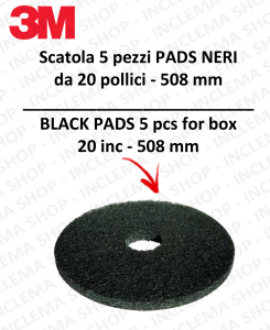 PAD 3M 5 piéces couleur Noir de 20 pouces  508 mm Autolaveuse et monobrosse