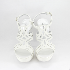 Sandalo donna elegante da cerimonia in tessuto glitter bianco con cinghietta regolabile Art. A679 Gi.Effe Ci