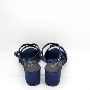 Sandalo cerimonia donna elegante in tessuto di raso blu con cinghietta regolabile Art. A624 Gi. Effe Ci.