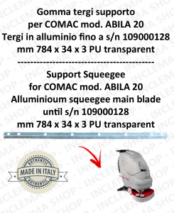 goma de secadopavimento soporte para fregadora COMAC ABILA 20 tergi in alluminio fino a s/n 109000128