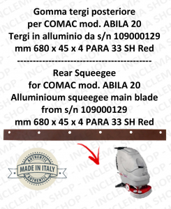 Bavette arrière pour Autolaveuse COMAC ABILA 20 suceur in alluminio da s/n 109000129