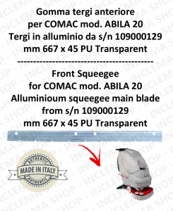 ABILA 20 Vorne Sauglippen für Scheuersaugmaschinen COMAC von s/n 109000129