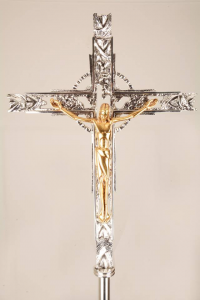 Croce astile in bronzo bicolore GALF3056