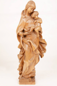 Statua Madonna con bambino in legno LUCUD55 h. 55