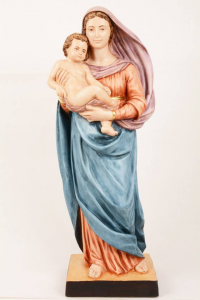 Statua Madonna con Bambino in Resina Colorata cm 60 PASQPA603